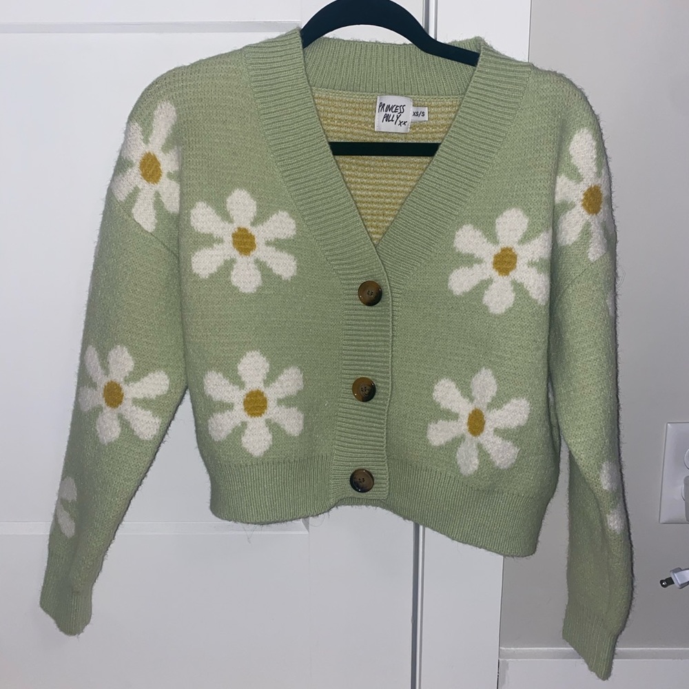 Princess Polly Petal Cardigan in Green